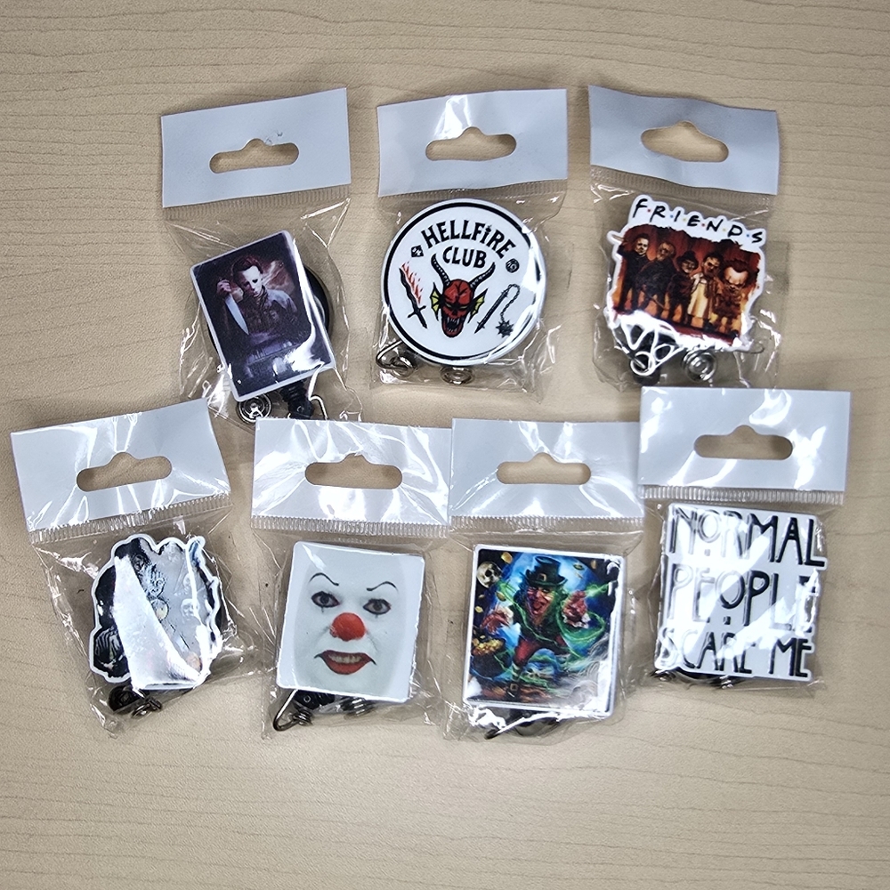 Assorted Horror Halloween Badge‎ Reels Nursing Name Tag Holder